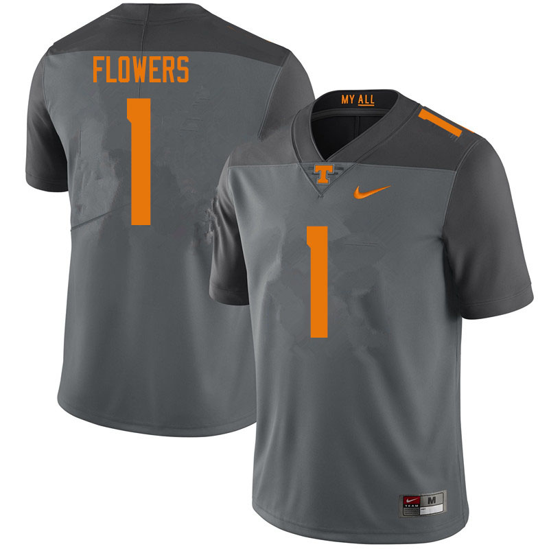 Men #1 Trevon Flowers Tennessee Volunteers College Football Jerseys Sale-Gray